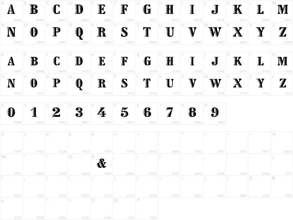 Zebraesq Character Map