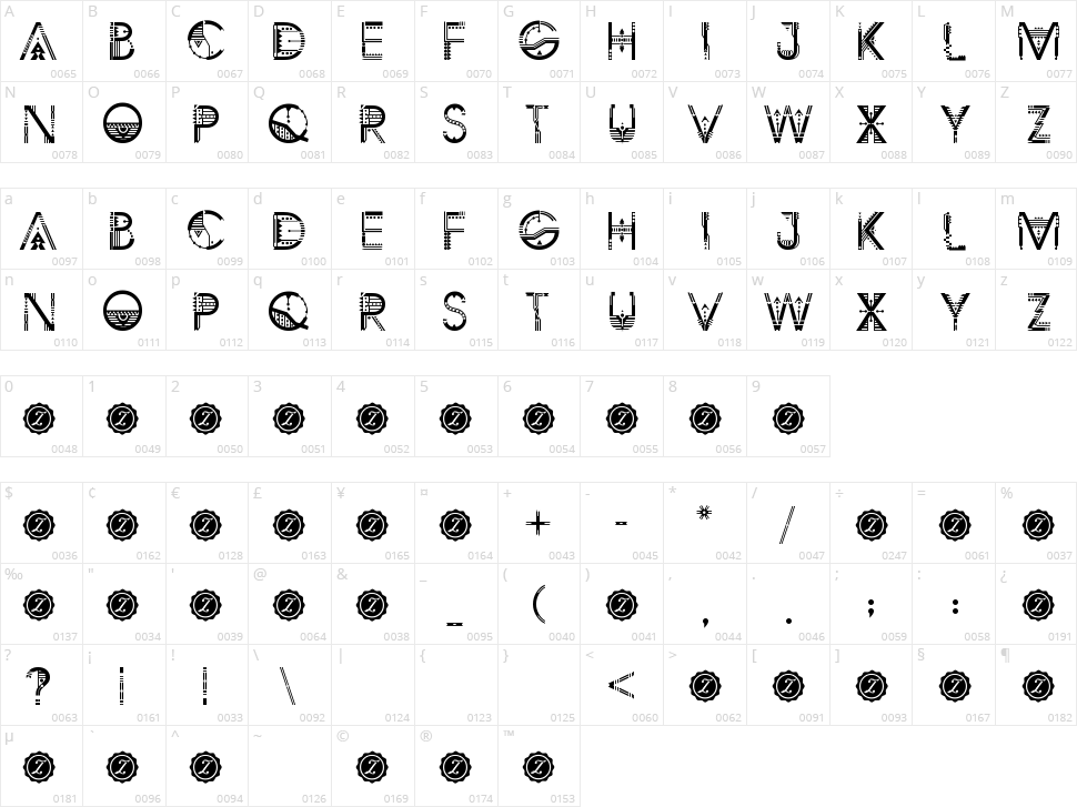 Zilap Geometrik Character Map