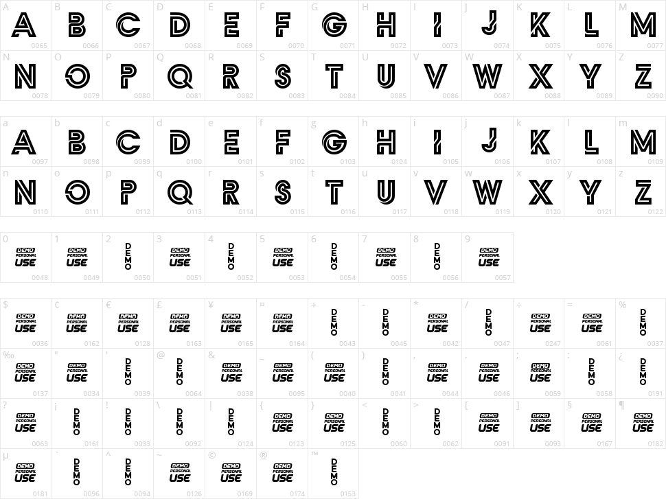 Zilap Monograma Character Map