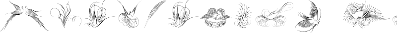 Penmanship Birds and Ornaments Font
